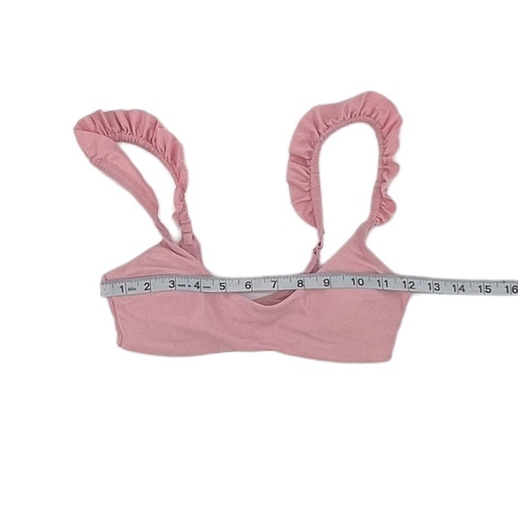 NWT Aerie Pink Bikini Ruffled Strap Bikini Swimsuit Top Size XS Women’s - Picture 3 of 6